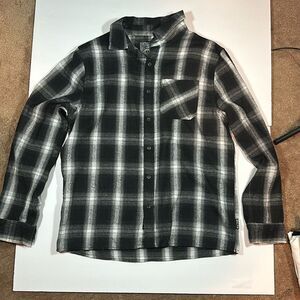 Mens button down shirt black white checker